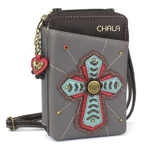 Chala Wallet Crossbody Chevron Cross Gray