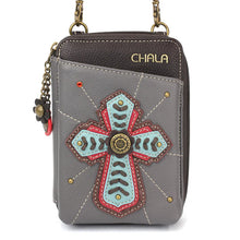 Load image into Gallery viewer, Chala Wallet Crossbody Chevron Cross Gray
