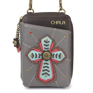 Chala Wallet Crossbody Chevron Cross Gray