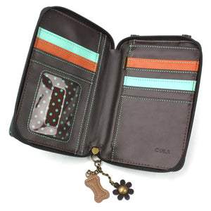 Chala Wallet Crossbody French Bulldog Turquoise