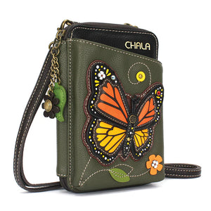 Chala Wallet Crossbody Monarch Butterfly Olive