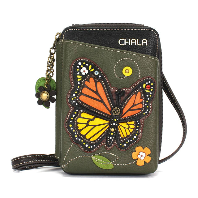 Chala Wallet Crossbody Monarch Butterfly Olive