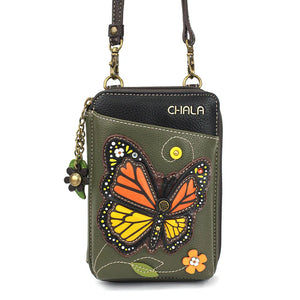 Chala Wallet Crossbody Monarch Butterfly Olive