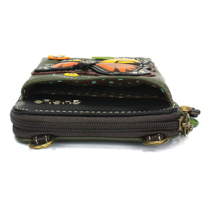 Chala Wallet Crossbody Monarch Butterfly Olive