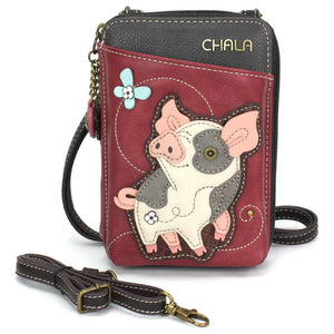 Chala Wallet Crossbody Spotted Pink Pig Berry