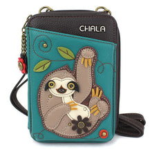 Load image into Gallery viewer, Chala Wallet Crossbody Sloth Turquoise
