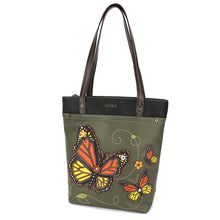 Load image into Gallery viewer, Chala Deluxe Everyday Tote Monarch Butterfly Olive
