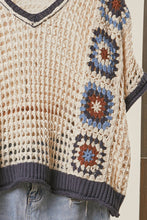 Load image into Gallery viewer, Mello Boho Crochet Patchwork V Neck Short Sleeve Top
