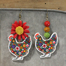 Load image into Gallery viewer, The Primitive Peddler Early Morning Sunrise Rooster Dangle Earrings
