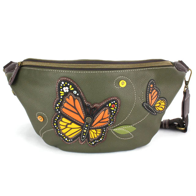 Chala Fanny Pack Monarch Butterfly Olive