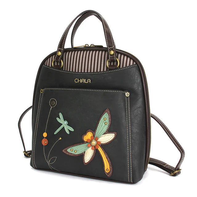 Chala Convertible Backpack Purse Dragonfly Black