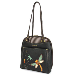 Chala Convertible Backpack Purse Dragonfly Black