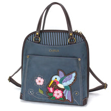 Load image into Gallery viewer, Chala Convertible Backpack Purse Hummingbird/Blue
