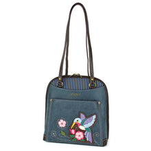 Load image into Gallery viewer, Chala Convertible Backpack Purse Hummingbird/Blue
