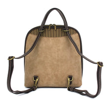 Load image into Gallery viewer, Chala Convertible Backpack Purse Owls Taupe
