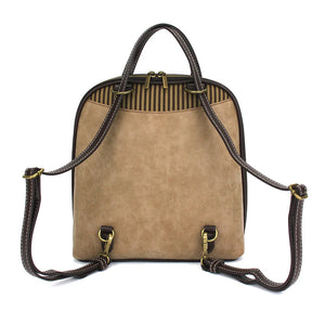 Chala Convertible Backpack Purse Owls Taupe