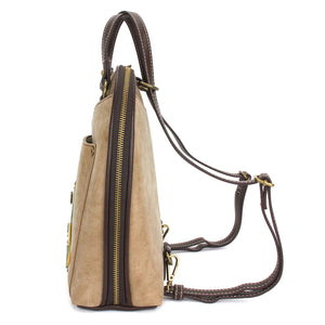 Chala Convertible Backpack Purse Owls Taupe