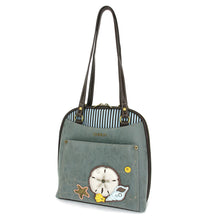 Load image into Gallery viewer, Chala Convertible Backpack Purse Sand Dollar Indigo
