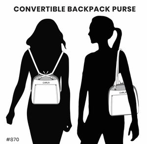 Chala Convertible Backpack Purse Horse Family Black