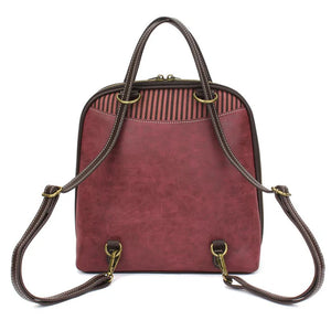 Chala Convertible Backpack Purse Pawprint Burgundy