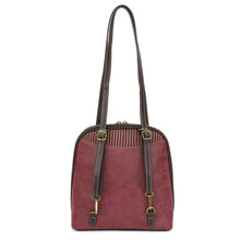 Load image into Gallery viewer, Chala Convertible Backpack Purse Pawprint Burgundy
