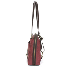 Load image into Gallery viewer, Chala Convertible Backpack Purse Pawprint Burgundy
