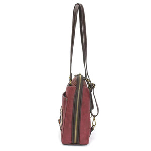 Chala Convertible Backpack Purse Pawprint Burgundy