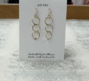 Ken's Jewelry Gold Filled 3 Small Circles Earring