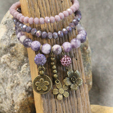 Load image into Gallery viewer, The Primitive Peddler Blooming Purple Lilies Bracelet Set
