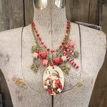 Load image into Gallery viewer, The Primitive Peddler Candy Cane Santa Charm'd Necklace
