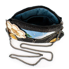 Load image into Gallery viewer, Mary Frances On the Road Black Car White Flower Beaded Crossbody Handbag

