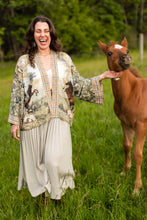 Load image into Gallery viewer, Market of Stars Born to Run Pixie Duster Crop Kimono w/ Horse &amp; Flower Print
