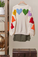 Load image into Gallery viewer, Mello Love Lettering Heart Patchwork V Neck Cardigan
