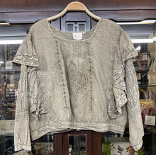 Load image into Gallery viewer, Paper Lace Artsy Top with Tucks Ruffles &amp; Embroidery
