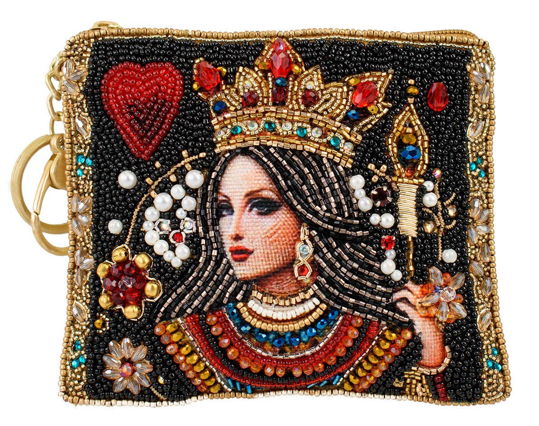 Mary Frances The Queen Playing Card Beaded Coin Purse