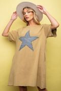Load image into Gallery viewer, Easel Star Patch Mineral Washed T Shirt Dress
