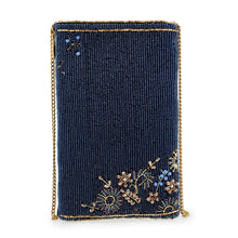 Load image into Gallery viewer, Mary Frances Fairy Dust and Floral Blue Beaded Crossbody Phone Bag
