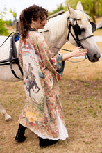 Load image into Gallery viewer, Market of Stars Love Revolution Opera Duster Kimono Robe w/ horse &amp; florals
