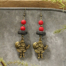 Load image into Gallery viewer, The Primitive Peddler Special Delivery Santa Earrings
