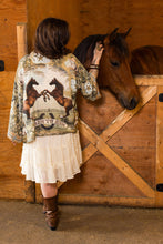 Load image into Gallery viewer, Market of Stars Born to Run Pixie Duster Crop Kimono w/ Horse &amp; Flower Print
