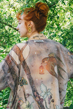 Load image into Gallery viewer, Market of Stars Lovelight Pixie Cropped Kimono w/ woodland swallow &amp; stars
