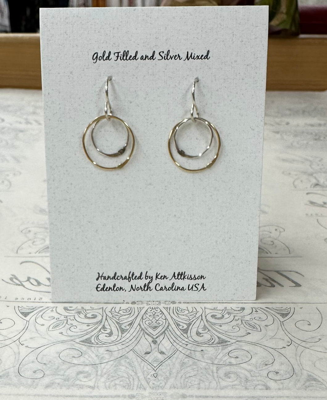 Ken's Jewelry Silver & Gold 2 Small Circle Earring