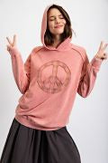 Load image into Gallery viewer, Easel Peace Washed Terry Knit Pullover Hoodie
