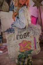 Load image into Gallery viewer, Magnolia Pearl Hand-Painted Rose Tote Bag
