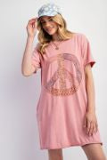 Load image into Gallery viewer, Easel Peace Patch Washed Cotton Jersey Tunic Dress
