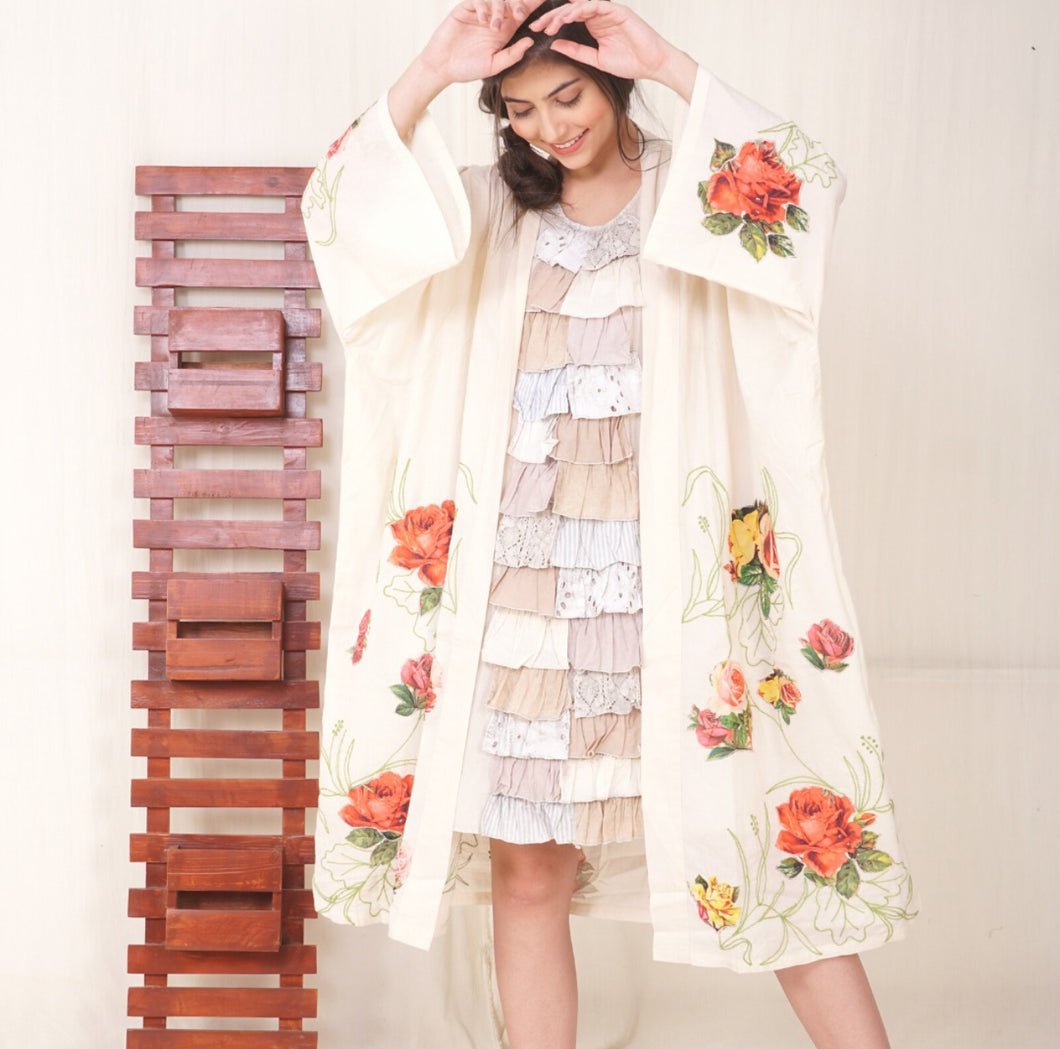 Paper Lace Floral Patchwork Long Duster