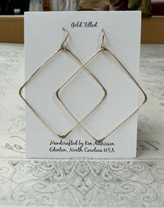 Ken's Jewelry Large Gold Filled Square Earring