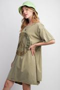 Load image into Gallery viewer, Easel Peace Patch Washed Cotton Jersey Tunic Dress
