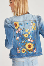 Load image into Gallery viewer, Driftwood Denim Sunflower Gigi Puff Sleeve Jean Jacket
