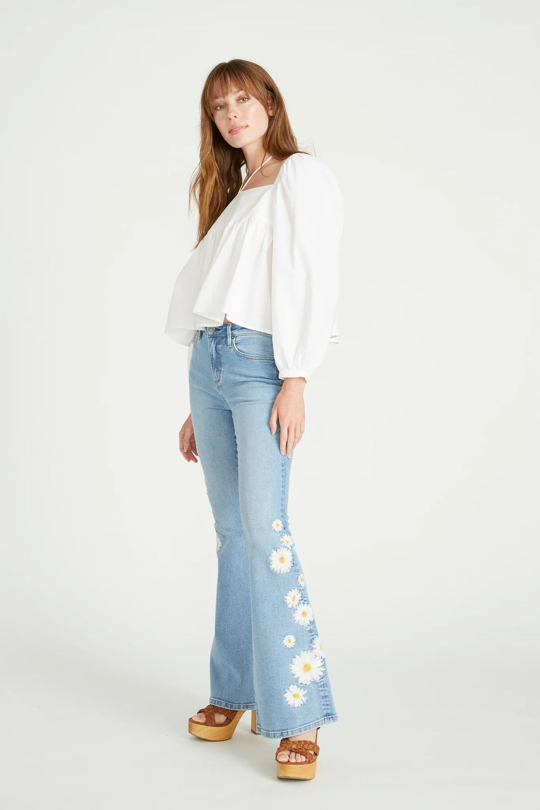 Driftwood farrah 2025 embroidered flare jeans